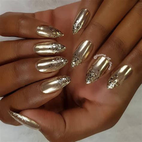 chrome over glitter nails|gold chrome nail designs.